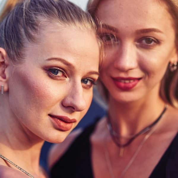 Close up of two young lesbian girls
