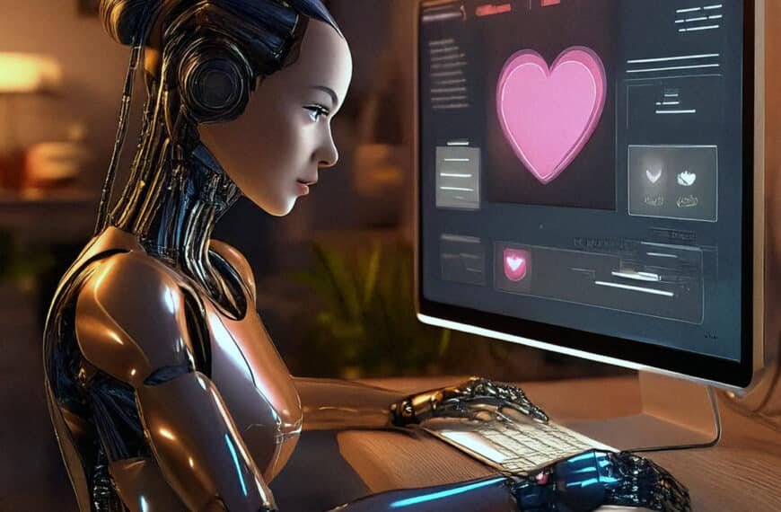et generert bilde av robot dame som skriver en fake profil for et sexnettsted eller dating nettsted